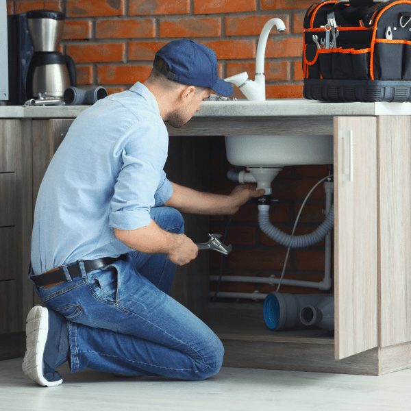 Plumber assessing cost of emergency plumbing service.
